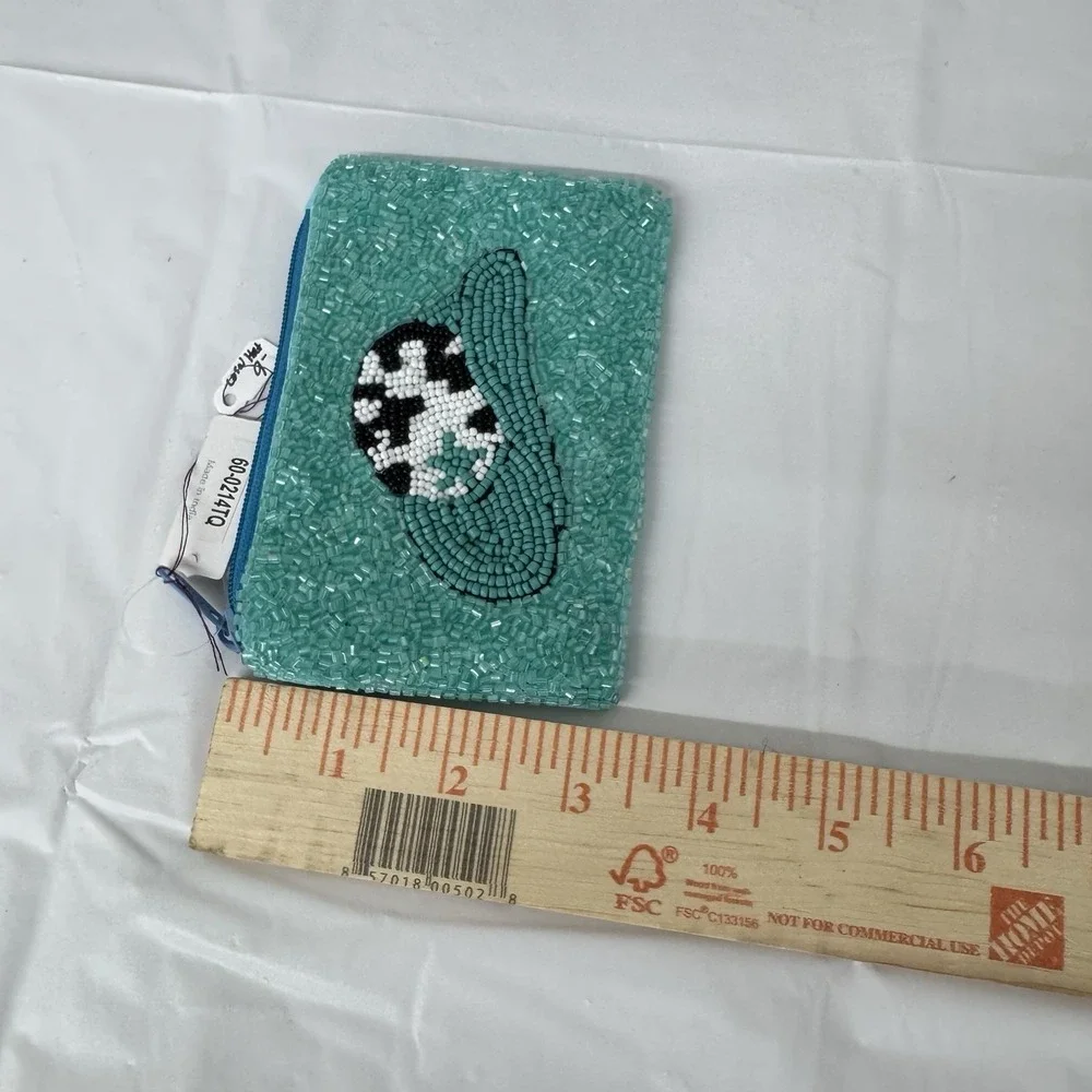 Hand Beaded Cowgirl Hat‎ Coin Purse - Cowboy Western Turquoise Trendy - Picture 3 of 5